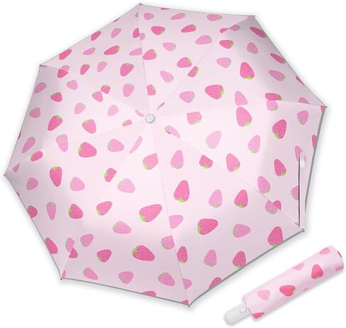 Kids Folding Umbrella Auto Open & Close, UV Resistant, Anti-Rebound Safe Design, 8-Rib Reinforced Canopy, 360° Reflective Strip, Lightweight Travel Umbrella for Girls and Boys in Saudi Arabia
