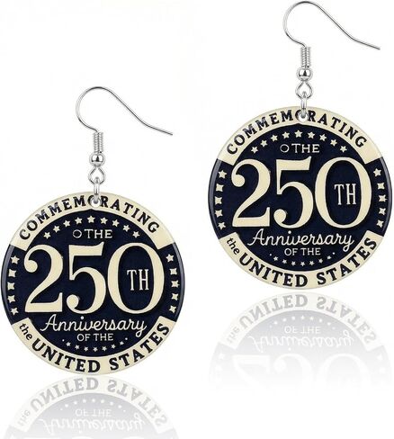 250th Anniversary Dangle Earrings Set, Patriotic Design Jewelry in Kuwait