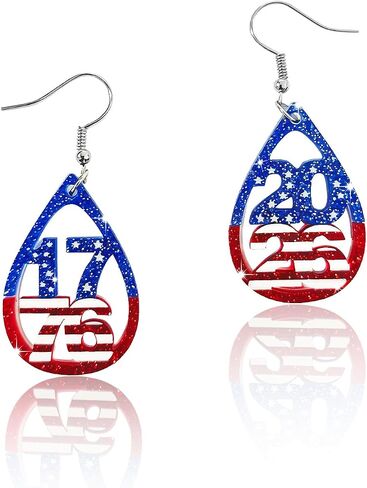 250th Anniversary Dangle Earrings Set, Patriotic Design Jewelry in Kuwait