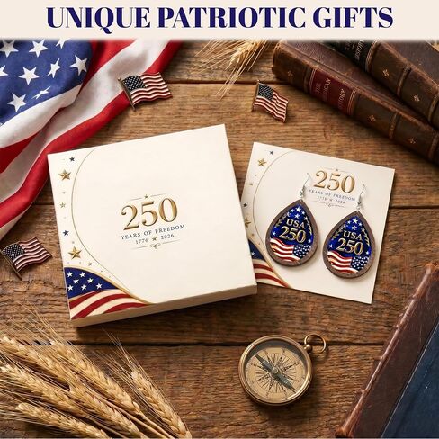 Handmade 250th Anniversary USA Dangle Earrings for Women, 4th of July Earrings, Patriotic American Flag Earring, Fourth of July Independence Day Jewelry Gifts for Women, 250 Anniversary USA Merchandise in Kuwait