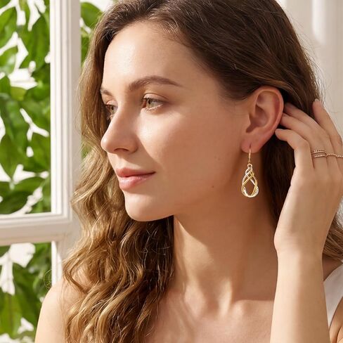Two Tone Twisted Drop Earrings for Women, 14K Gold and Silver Plated Leverback Dangle Earrings, Hypoallergenic Mixed Metal Teardrop Earring Trendy for Women Jewelry Gifts in Kuwait