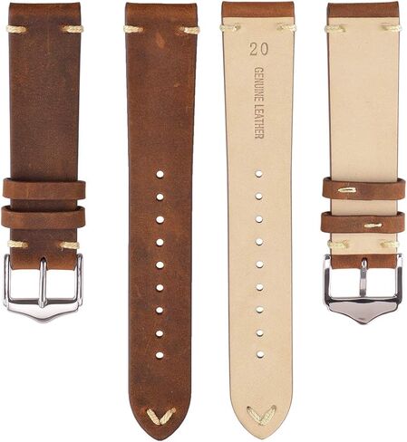 EACHE Vintage Leather Watch Bands Crazy Horse/Oil Wax Vintage Watch Strap | Top grain leather, hand-finished stitching, coated edges, polished buckle, vintage style for casual and business wear in Saudi Arabia