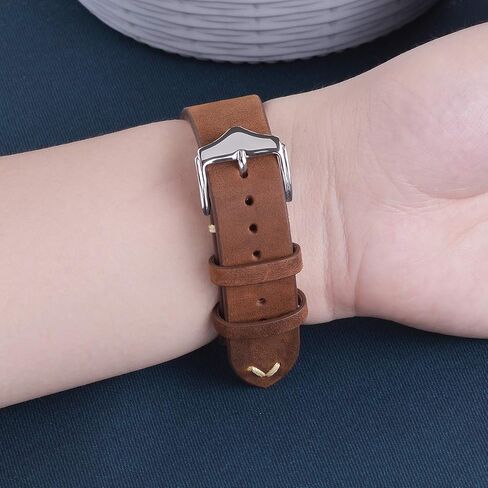 EACHE Vintage Leather Watch Bands Crazy Horse/Oil Wax Vintage Watch Strap | Top grain leather, hand-finished stitching, coated edges, polished buckle, vintage style for casual and business wear in Saudi Arabia