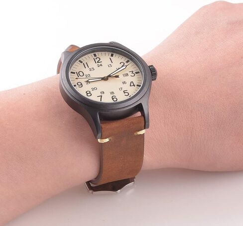 EACHE Vintage Leather Watch Bands Crazy Horse/Oil Wax Vintage Watch Strap | Top grain leather, hand-finished stitching, coated edges, polished buckle, vintage style for casual and business wear in Saudi Arabia
