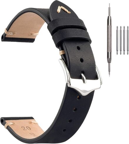 EACHE Vintage Leather Watch Bands Crazy Horse/Oil Wax Vintage Watch Strap | Top grain leather, hand-finished stitching, coated edges, polished buckle, vintage style for casual and business wear in Saudi Arabia