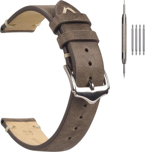 EACHE Vintage Leather Watch Bands Crazy Horse/Oil Wax Vintage Watch Strap | Top grain leather, hand-finished stitching, coated edges, polished buckle, vintage style for casual and business wear in Saudi Arabia