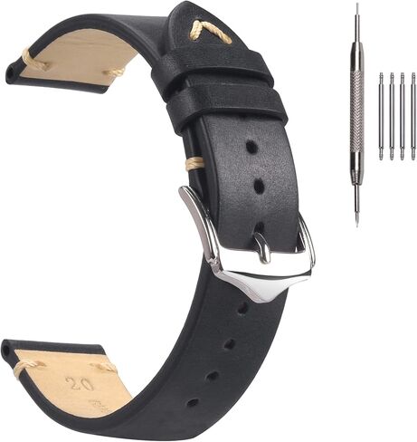 EACHE Vintage Leather Watch Bands Crazy Horse/Oil Wax Vintage Watch Strap | Top grain leather, hand-finished stitching, coated edges, polished buckle, vintage style for casual and business wear in Saudi Arabia