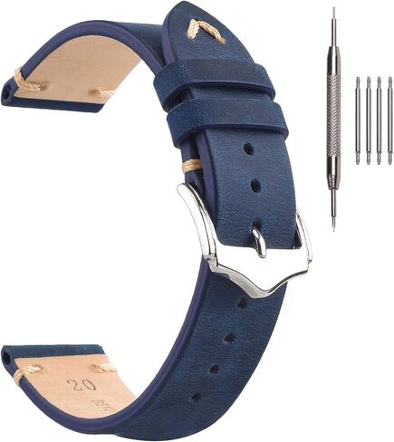 EACHE Vintage Leather Watch Bands Crazy Horse/Oil Wax Vintage Watch Strap | Top grain leather, hand-finished stitching, coated edges, polished buckle, vintage style for casual and business wear in Saudi Arabia