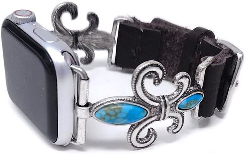 Fleur De Lis Compatible with Apple Watch Band 38/42 mm Squash Blossom (Turquoise) in Kuwait