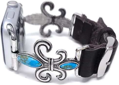 Fleur De Lis Compatible with Apple Watch Band 38/42 mm Squash Blossom (Turquoise) in Kuwait