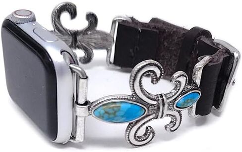 Fleur De Lis Compatible with Apple Watch Band 38/42 mm Squash Blossom (Turquoise) in Kuwait