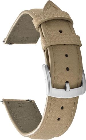 FYYFS 3-Layer Design Fluoroelastomer and Leather Quick Release Watch Bands 18mm 19mm 20mm 22mm Men's Women's Sailcloth Watch Strap in Kuwait