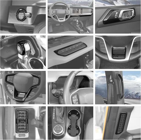 27PCS Pink Interior Trim Panel Kits Fit for 2021-2026 Ford Bronco Interior Decor Accessories Center Console Dashboard Cup Holder Inner Door Handle Shift Knob Start Steering Button Frame Panel in Kuwait