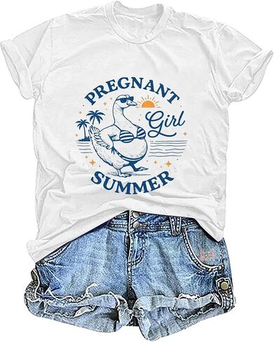 Pregnant Girl Summer T-Shirt for Women Extra Heartbeat Inside Keeper of The Gender Pregnancy Graphic Top in Kuwait