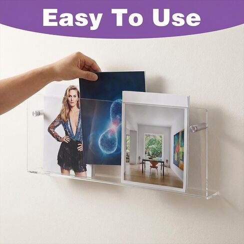 2 Packs Acrylic Magazine Holder Wall Mount Acrylic Display Vinyl Records Holder, Clear Bookshelves Wall Decor Hanging Magazine Holders for Waiting Room, Living Room in Saudi Arabia