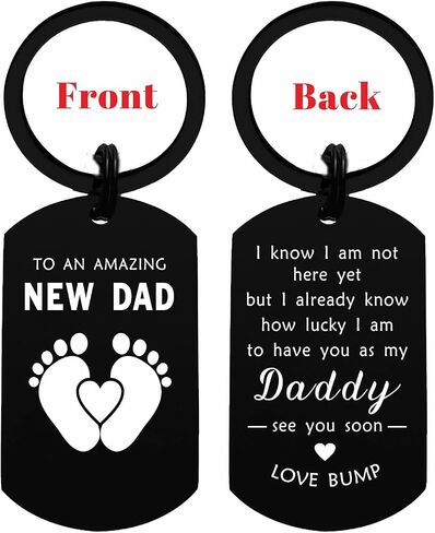 1st Fathers Day Gift for New dad, Pregnancy Gifts for First Time dads to be Birthday Christmas Easter Valentines Day Keychain in Kuwait