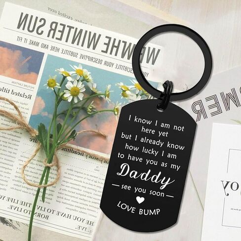 1st Fathers Day Gift for New dad, Pregnancy Gifts for First Time dads to be Birthday Christmas Easter Valentines Day Keychain in Kuwait