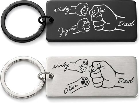 Personalized Fist Bump Keychain, Custom Engraved Kids Name Key Chains, Father Day Gifts for Husband, Family Name Keepsake in Kuwait