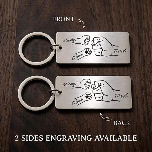 Personalized Fist Bump Keychain, Custom Engraved Kids Name Key Chains, Father Day Gifts for Husband, Family Name Keepsake in Kuwait