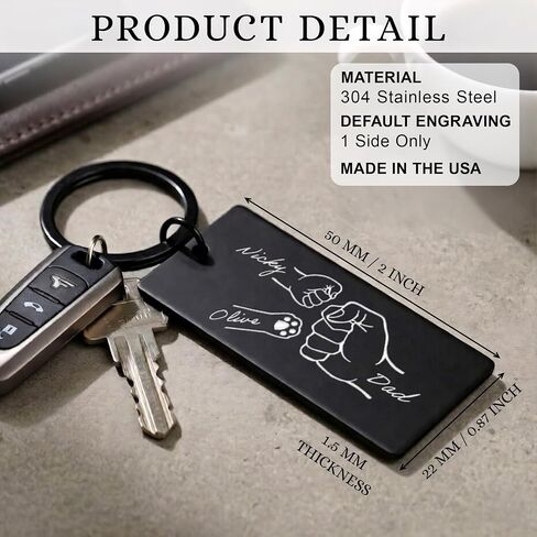 Personalized Fist Bump Keychain, Custom Engraved Kids Name Key Chains, Father Day Gifts for Husband, Family Name Keepsake in Kuwait