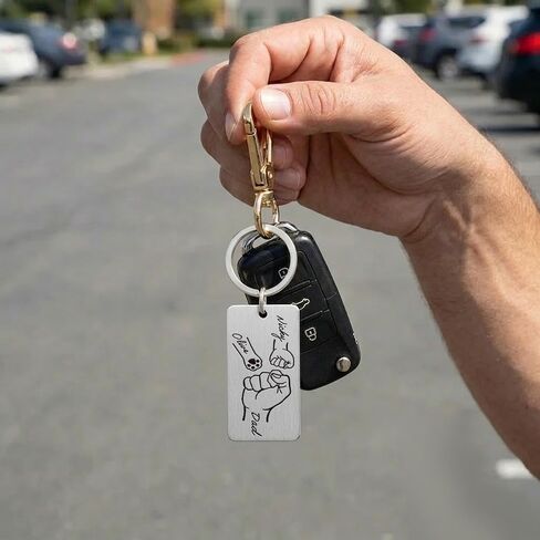 Personalized Fist Bump Keychain, Custom Engraved Kids Name Key Chains, Father Day Gifts for Husband, Family Name Keepsake in Kuwait