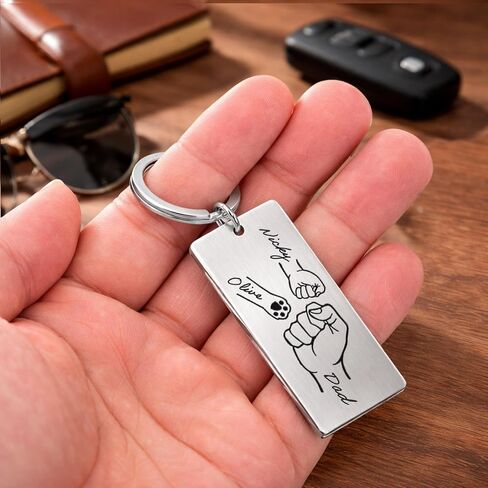 Personalized Fist Bump Keychain, Custom Engraved Kids Name Key Chains, Father Day Gifts for Husband, Family Name Keepsake in Kuwait