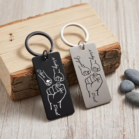 Personalized Fist Bump Keychain, Custom Engraved Kids Name Key Chains, Father Day Gifts for Husband, Family Name Keepsake in Kuwait