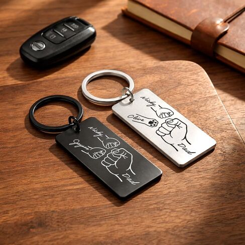 Personalized Fist Bump Keychain, Custom Engraved Kids Name Key Chains, Father Day Gifts for Husband, Family Name Keepsake in Kuwait