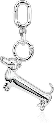 Dachshund Keychain – Stainless Steel Silver Weiner Dog Bag Charm | Cute Design, For Dog Lovers, Silver Keychain in Kuwait