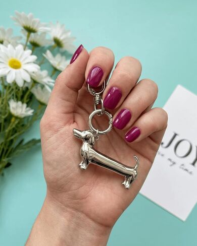 Dachshund Keychain – Stainless Steel Silver Weiner Dog Bag Charm | Cute Design, For Dog Lovers, Silver Keychain in Kuwait