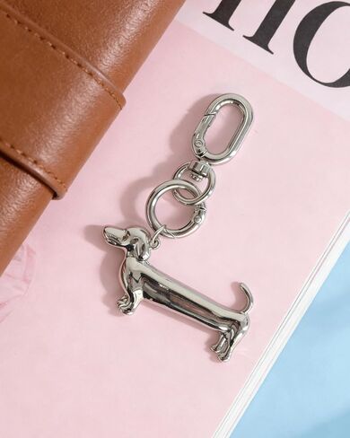 Dachshund Keychain – Stainless Steel Silver Weiner Dog Bag Charm | Cute Design, For Dog Lovers, Silver Keychain in Kuwait