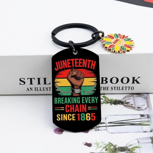 OEHEDOU Juneteenth Decorations Stainless Steel Black Juneteenth Keychain For Women Men American Freedom Day Black History Month Decorations American Freedom Gifts For Friends Christmas Anniversary in Kuwait