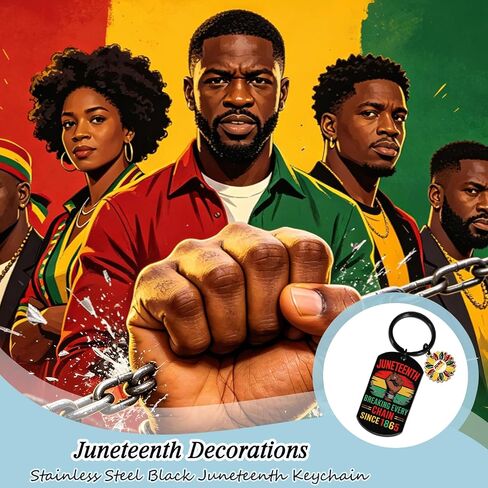 OEHEDOU Juneteenth Decorations Stainless Steel Black Juneteenth Keychain For Women Men American Freedom Day Black History Month Decorations American Freedom Gifts For Friends Christmas Anniversary in Kuwait