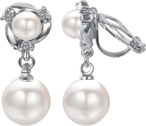 Yoursfs Pearl Dangle Clip On Earrings for Women Vintage Faux Pearl Earrings Non Pierced Crystal Earring in Kuwait