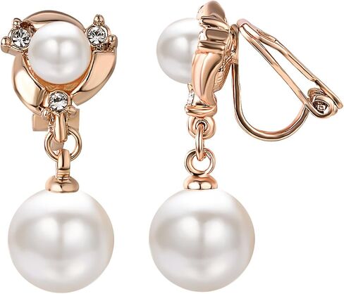 Yoursfs Pearl Dangle Clip On Earrings for Women Vintage Faux Pearl Earrings Non Pierced Crystal Earring in Kuwait