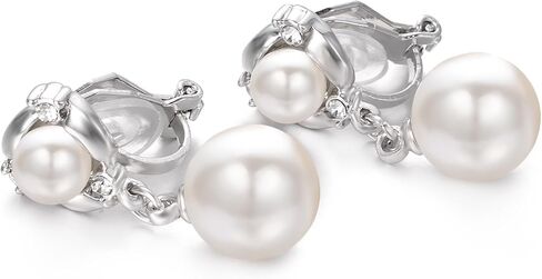 Yoursfs Pearl Dangle Clip On Earrings for Women Vintage Faux Pearl Earrings Non Pierced Crystal Earring in Kuwait