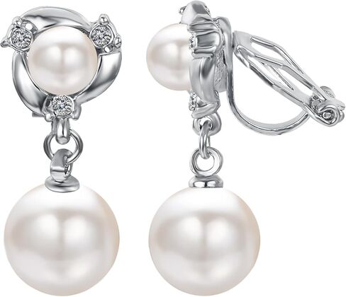 Yoursfs Pearl Dangle Clip On Earrings for Women Vintage Faux Pearl Earrings Non Pierced Crystal Earring in Kuwait