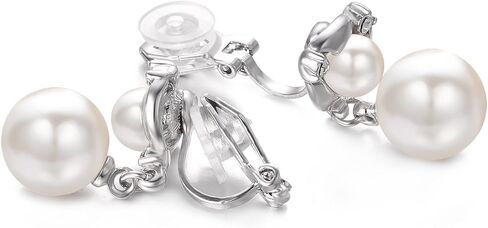 Yoursfs Pearl Dangle Clip On Earrings for Women Vintage Faux Pearl Earrings Non Pierced Crystal Earring in Kuwait