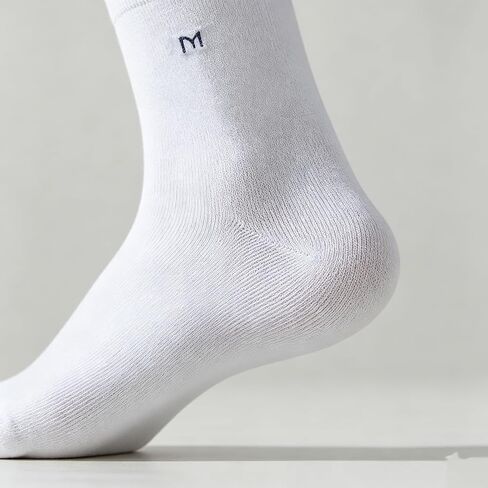 Men's Cotton Crew Socks, Breathable Moisture Wicking Business Casual Socks, White Dress Socks for Men in Kuwait