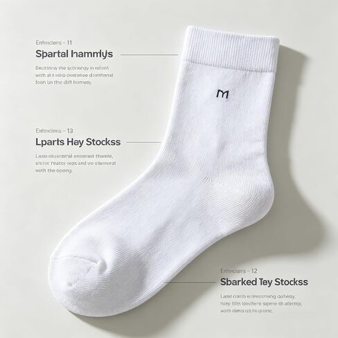 Men's Cotton Crew Socks, Breathable Moisture Wicking Business Casual Socks, White Dress Socks for Men in Kuwait