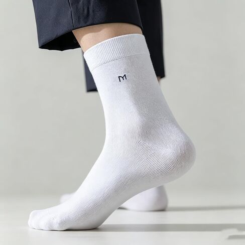 Men's Cotton Crew Socks, Breathable Moisture Wicking Business Casual Socks, White Dress Socks for Men in Kuwait