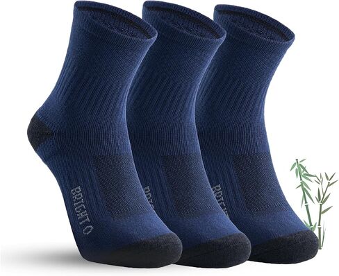 BRIGHTO Bamboo Charcoal Socks - Odor Control Moisture Wicking Cushioned Arch Support - Mid Crew (3-Pack) Unisex Size 6-11 in Kuwait