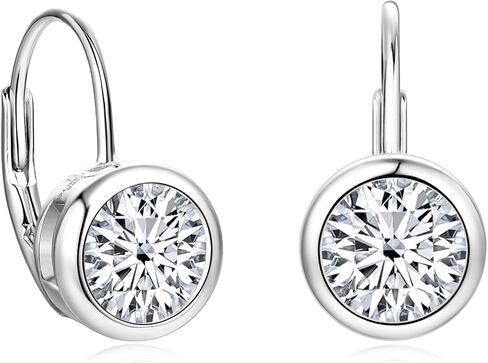 Moissanite Leverback Hoop Earrings for Women, 14K Gold Plated Bezel Set Imitation Diamond Drop Earrings in Saudi Arabia