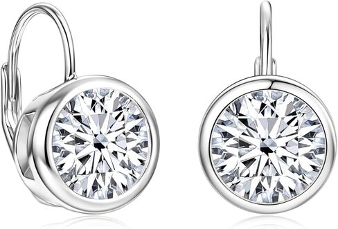 Moissanite Leverback Hoop Earrings for Women, 14K Gold Plated Bezel Set Imitation Diamond Drop Earrings in Saudi Arabia