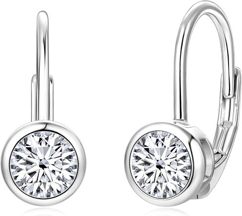 Moissanite Leverback Hoop Earrings for Women, 14K Gold Plated Bezel Set Imitation Diamond Drop Earrings in Saudi Arabia