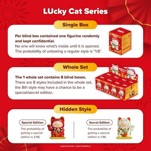 TOYZERO + Lulu The Piggy Blind Box Figures - Lucky Cat Series Blind Boxes Cute Animal Figurines Mystery Box Collectibles Home Decorations Holiday Birthday Gifts, Single Box in Saudi Arabia