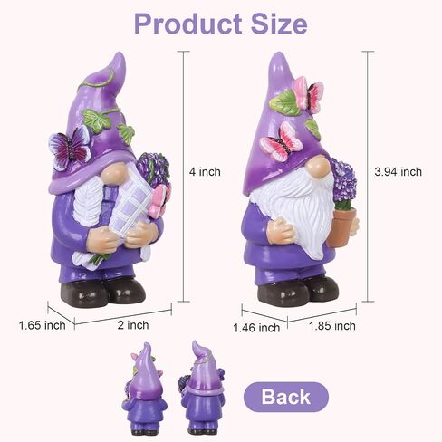 MEETYAMOR Lavender Gnomes Figurines, Set of 2 Purple Resin Gnomes with Butterfly Lavender for Spring Decor, Summer Gnome Garden Decor for Home Indoor Outdoor Table Mantle Decorations in Saudi Arabia