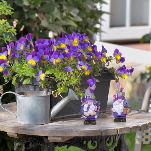 MEETYAMOR Lavender Gnomes Figurines, Set of 2 Purple Resin Gnomes with Butterfly Lavender for Spring Decor, Summer Gnome Garden Decor for Home Indoor Outdoor Table Mantle Decorations in Saudi Arabia