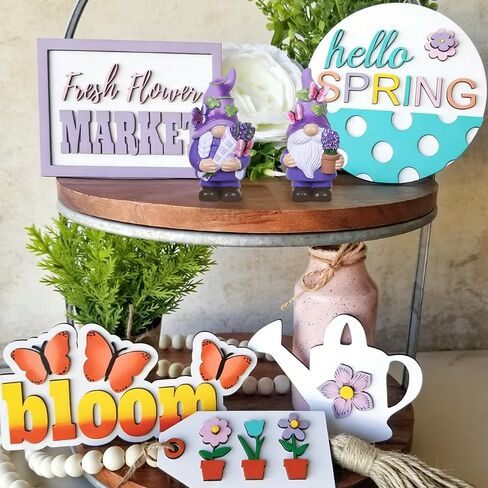 MEETYAMOR Lavender Gnomes Figurines, Set of 2 Purple Resin Gnomes with Butterfly Lavender for Spring Decor, Summer Gnome Garden Decor for Home Indoor Outdoor Table Mantle Decorations in Saudi Arabia