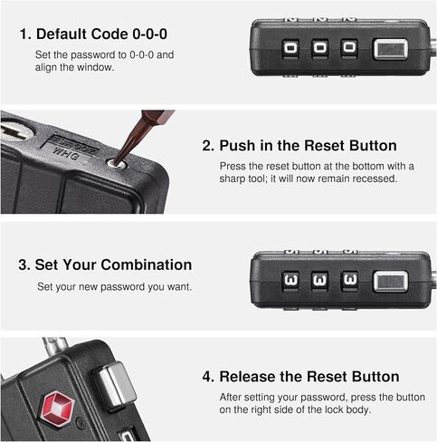 Puroma TSA Locks for Luggage, 4 Pack Cable Lightweight Luggage Locks TSA Approved 4-Digit Combination Padlock for Suitcases, Bags, Toolboxes, Backpacks & Gym Lockers (Black) in Kuwait